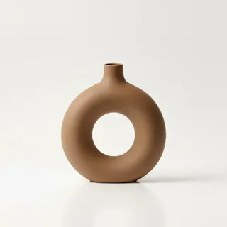 Runde, Dekorative Vase Mit Loch, Braun, Für Blumen, Minimalistisch