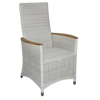 Zebra Loomus Relax-Sessel Silk White mit verstellbarem Rückenteil und Teak-Armlehnen