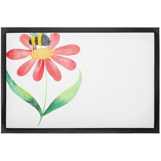 Fußmatte 60 x 90 cm Hummel Blume - Schwarz - Geschenk, Natur, Schmutzfangmatte, Mr. & Mrs. Panda, Höhe: 0.3 mm, Attraktives Design schwarz