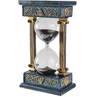 Dekorative Sanduhr mit Sanduhr, handbemalt, blaugrün und goldfarben, Vintage-inspirierte Freimaurer-Dekoration, 18 cm