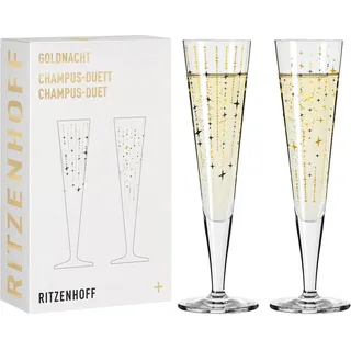 RITZENHOFF 6031008 Champagnerglas 200 ml - Serie Goldnacht - 2 Stück Sektglas mit Echt-Gold - Made in Germany