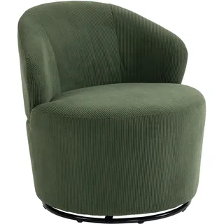 Homcom Relaxsessel Cord 73,5 x 77 x 74,5 cm Grün drehbar mit Kissen