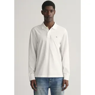 Poloshirt GANT "REG SHIELD LS PIQUE RUGGER" Gr. L, weiß (white) Herren Shirts Kurzarm mit Logotickerei auf der Brust