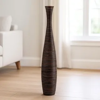 Leewadee Große Bodenvase 65 cm Mangoholz für Pampasgras & Trockenblumen