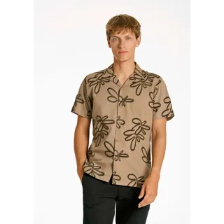Flanellhemd LINDBERGH "Freizeithemd Regular Fit", Herren, Gr. L, Normalgrößen, beige (stone), Obermaterial: 100% Baumwolle, Hemden