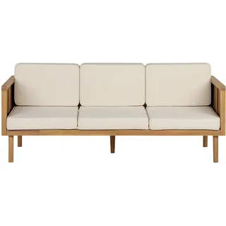 Beliani Gartensofa 3-Sitzer 200 x 80 x 75 cm Hellbraun