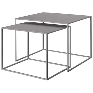 blomus Beistelltisch -FERA- 2er Set quadratische Tische: Minimalistisch, Robust & Elegant (Set, 2-St., 2 Tische), Pulverbeschicht, Minimalistisches Design, Platzsparend, Quadratisch grau 60 cm x 45 cm x 50 cm
