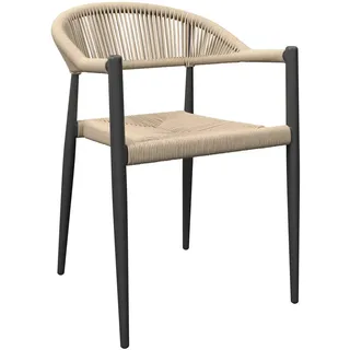Ambia Garden Stapelsessel, Anthrazit, Beige, Metall, Kunststoff, konisch, 55x78x59.5 cm, stapelbar, Gartenmöbel, Gartenstühle, Gartenstühle stapelbar
