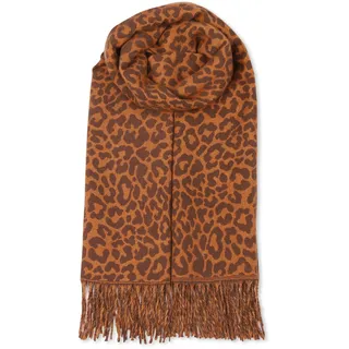 malito - Damen Modeschal - weicher XXL Viskosemix Baumwolle Schal - Winterschal Leo-Print modern & lang - Pashmina Stola Animalprint S605 - (Orangebraun) - Einheitsgröße
