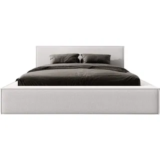 FEDVE Polsterbett Mendocino aus Bouclé-Stoff 120x200 cm, Weiß - Weiß