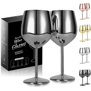 FOOLS ALIBAI Edelstahl Rotweingläser,elegante große Weingläser in schwarz 540ml Bruchsichere Champagner sektgläser Cocktailgläser Schwarze camping weingläser rotwein wein moet gläser