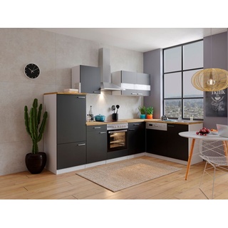 Winkelküche Küchenzeile L-Form Küche Einbauküche weiß schwarz 280x172cm respekta
