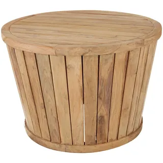 Jan Kurtz Gartenbeistelltisch, Natur, Holz, Recyclingholz, Teakholz, massiv, rund, 43 cm, Freizeit, Campingzubehör, Campingtische