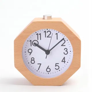 Lancoon Analog Holzwecker Kein Ticken Arabische Ziffern Batteriebetrieben