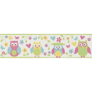 Rasch Textil Rasch Vliesborte 459203 Kids & Teens eulen bunt 5 x 0,1667 m