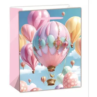 Geschenktüte mit Heißluftballon-Muster - 18 x 23 cm