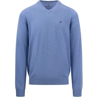Strickpullover FYNCH-HATTON Gr. XL, blau (crystal blue) Herren Pullover V-Ausschnitt-Pullover mit Logo auf der Brust