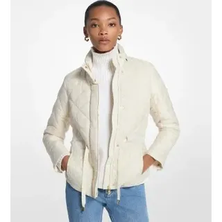 Michael Kors für Damen. MT520IB3SB Wattierte Jacke mit Gürtel in Gebrochenes Weiß (M), Lässig, Recyceltes Polyester