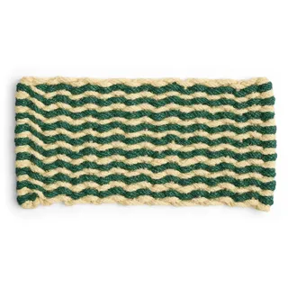 HAY - Coco Fußmatte, stripe wave, dunkelgrün / weiß