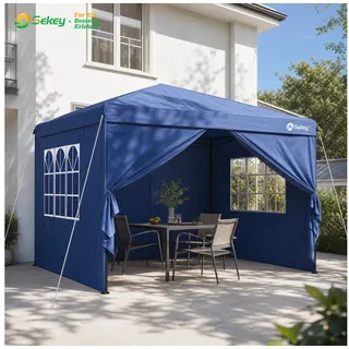 Sekey Faltpavillon 2x2/3x3/3x6 m, Gartenpavillon mit 4 Seitenteilen Partyzelt Wasserdicht, mit 4 Seitenteilen, Gartenpavillon 3 x 3 winterfest, Pavillon Pop Up Partyzelt, für Garten 300 cm