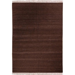 Wollteppich Kelim Teppich handgewebt dunkelbraun, morgenland, rechteckig, Höhe: 6 mm, Kurzflor braun