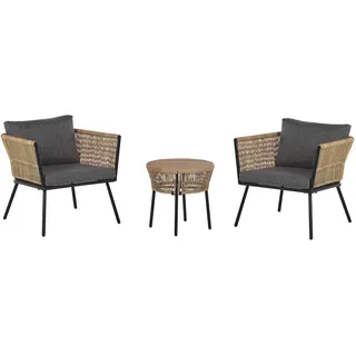 Beliani Balkonset Braun, Grau Kunststoff, 2-Sitzer, Balkonmöbel, Balkonmöbel-Sets
