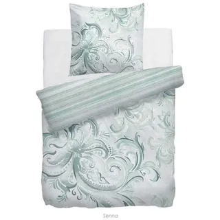 Heckett and Lane Bettwäsche HnL Satin Wende Bettwäsche Refined Senna Gestreift, Satin, 2 teilig grün