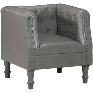 vidaXL Sessel 60 x 52 x 65 cm Grau Leder