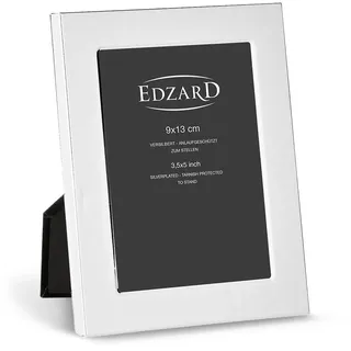 EDZARD Bilderrahmen Altamura (Foto 9x13 cm) versilbert anlaufgeschützt | Silberrahmen für Fotos 9x13 cm, Samtrücken, zum Stellen, Fotorahmen, Portraitrahmen, Geschenk Hochzeit