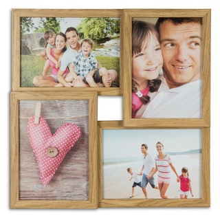 Levandeo® Bilderrahmen Collage, levandeo Bilderrahmen Collage B x H: 34x34cm 4 Fotos 13x18 Eiche MDF