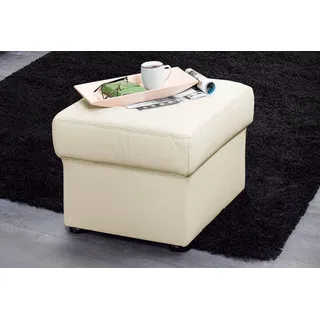 Hocker SIT & MORE "Bansin", weiß (altweiß), B:58cm H:45cm T:58cm, Luxus-Microfaser ALTARA NUBUCK (100% Polyester);SOFTLUX-Kunstleder;NaturLEDER (echtes Rindsleder)/Korpus SOFTLUX-Kunstleder, Hocker, Polsterhocker Lederhocker