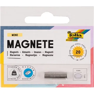 folia 2520 - Mini Magnete mit hoher Magnetkraft, 20 Stück, ca. 6 x 1 mm