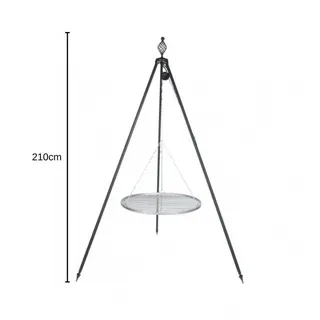 Schwenkgrill OSKAR Edelstahlrost Höhe 210 cm Ø80 cm Dreibeingrill Feuerstelle