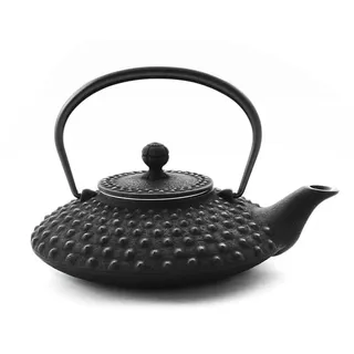 Iwachu Teekanne Gusseisen. Japanische Kyusu Hira Arare, Original, Schwarz 500ml, 0,5 Liter Sieb-Einsatz Edelstahl. Innen Emailliert