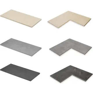 Trend Keramik-Beckenrandsteine Set f. REB 600 x 300 cm | Ecke 90 Grad | Earthstone Grey / Hellgrau - Hellgrau