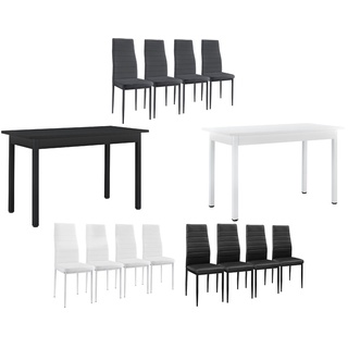 [en.casa]® Esstisch (schwarz) mit 4 Stühlen (dunkelgrau) 120x60cm Küchentisch Esszimmertisch