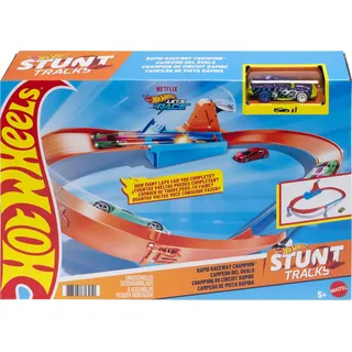 Hot Wheels GJM75 - Action Speed Boost Champion Trackset mit 1 Hot Wheels Fahrzeug, Spielzeug Autorennbahn ab 5 Jahren