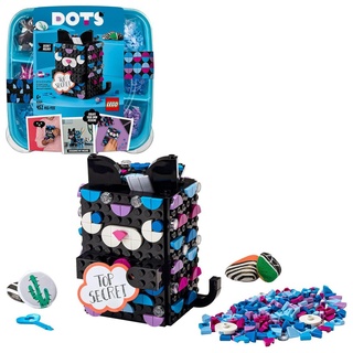 LEGO 41924 DOTS Geheimbox Katze mit 2 Verstecken und Notizhalter, Schreibtischdeko, Bastelset für Kinder, Kinderzimmer-Deko