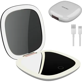 Cecotec Schminkspiegel FaceCare Mini Mirror, 1X/10X, USB-C, 3 Lichtfarben | Taschenspiegel klappbar mit Magnetverschluss, 600-mAh-Akku, Touchsteuerung, dimmbar, beidseitige LED-Beleuchtung, 130 g