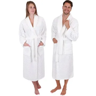 Betz Bademantel Bademantel BONN mit Schalkragen Unisex Microfaser Strukturplüsch, 100% Polyester, Schalkragen, Gurtel, mit Microfaser Strukturplüsch weiß L/XL