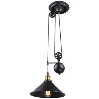 GLOBO LIGHTING Pendelleuchte, Leuchtmittel nicht inklusive, Zugpendelleuchte Vintage Pendellampe Höhenverstellbar Hängeleuchte schwarz