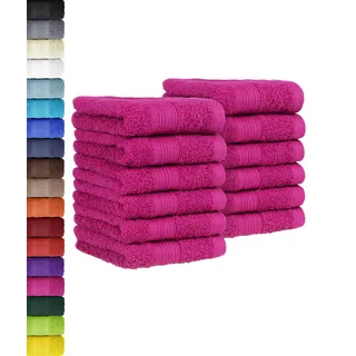 BaSaTex 12 TLG. Gästetuch Set in vielen Farben 100% Baumwolle 12er Pack Gästetücher 30x50 cm Pink