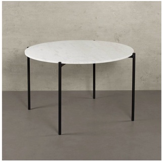 MAGNA Atelier Esstisch ROM mit Marmor Tischplatte, Küchentisch rund, Bistrotisch, Metallgestell, Ø120x76cm weiß