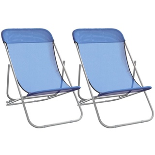 vidaXL Strandstühle 2 Stk. Blau Textilene & Pulverbeschichteter Stahl