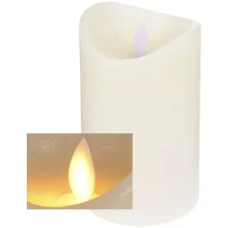 LED Echtwachskerze creme 4er Set - 15 x 7,5 cm - Advents Weihnachts Kerze mit Timer und Flacker Flammen Effekt