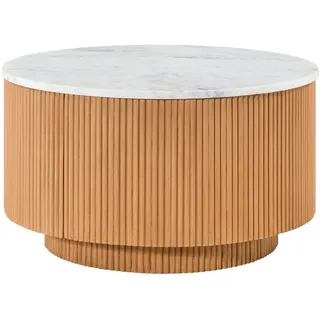 MASSIVMOEBEL24.DE Couchtisch Rund Weiß Mangoholz 80 x 80 x 45 cm