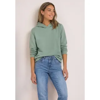 Sweatshirt STREET ONE, Damen, Gr. 42, grün (eucalyptus grün), Sweatware, 60% Baumwolle, 40% Polyester, unifarben, comfort fit, ohne Ausschnitt, Bündchen, Sweatshirts Sweatshirt, mit Kapuze