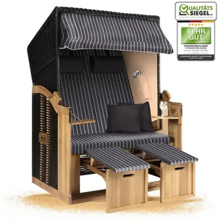 Strandkorb Hanse Strandkorb Strandkorb 2-Sitzer Ostsee Volllieger Beige Anthrazit, BxTxH: 120x80x160 cm, Ostsee Volllieger, Ostsee 2-Sitzer Modell 2025, Stabiles Wacholder mit handgefertigtem Polyrattangeflecht grau