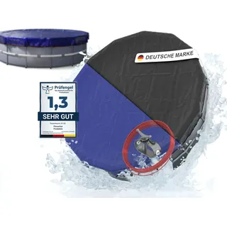 Planenfux® Pool Abdeckplane für Ø 420 - 460 cm Rundpools | 2-in-1 Poolabdeckung rund aus 200g/m2 PE Material | UV-resistente Sommer- & Winterab...