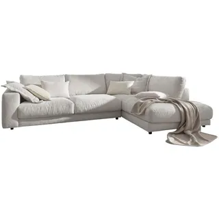 KAWOLA Ecksofa Madeline Cord Recamiere rechts hellgrau